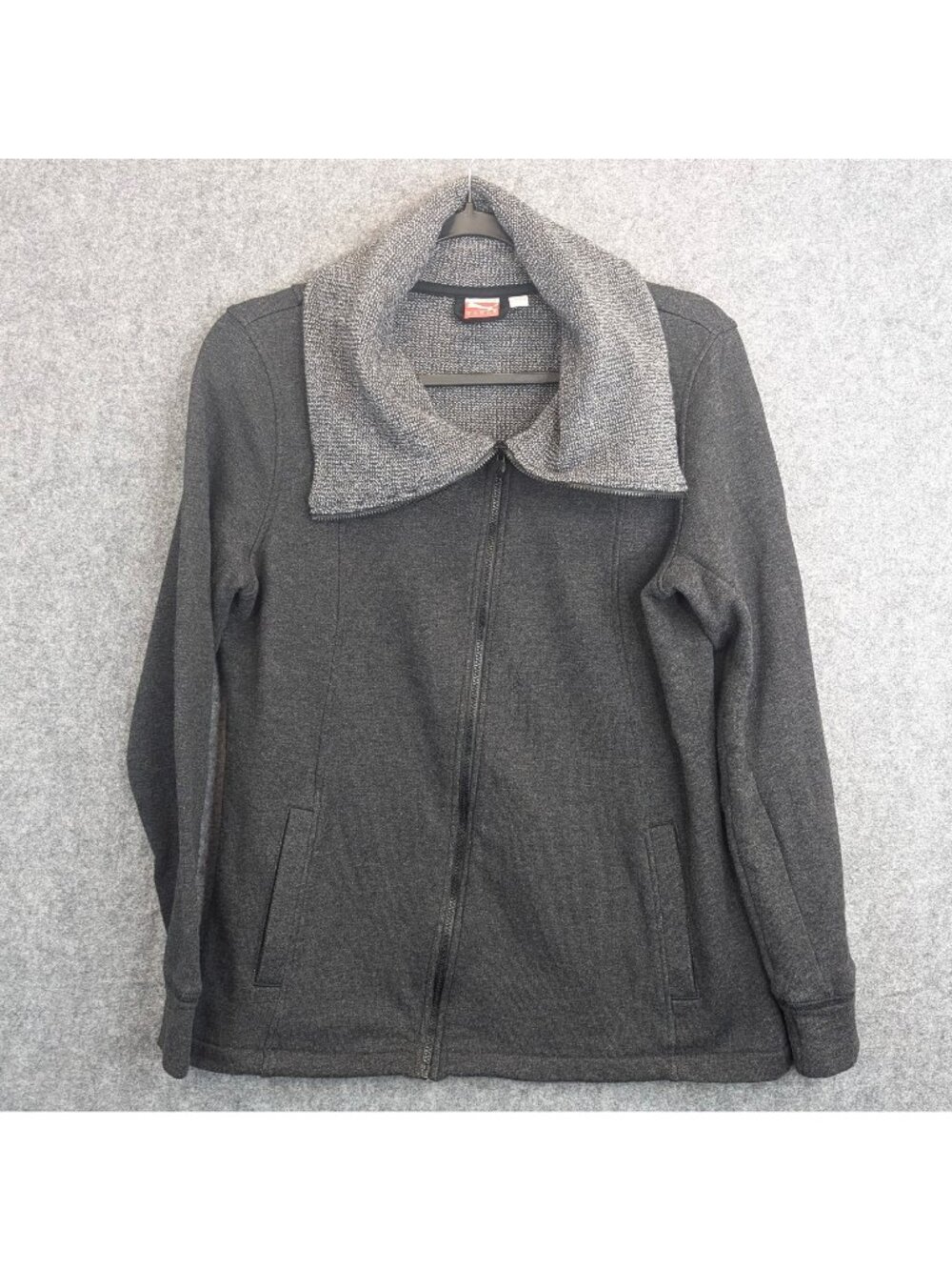 Puma Charcoal Gray Full Zip Jacket w Textured Collar & Logo Womens XL